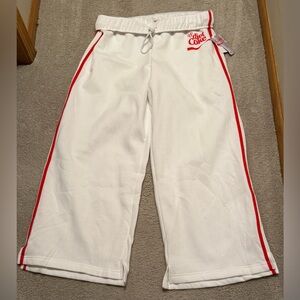 Womens L Diet Coke White With Red Fleece Pants
